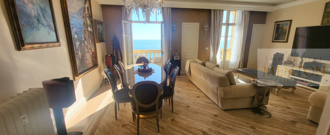 MENTON ANCIEN PALACE PRESTIGIEUX APPARTEMENT 4 PIECES DERNIER ETAGE VUE MER GARAGE CAVE — photo 3