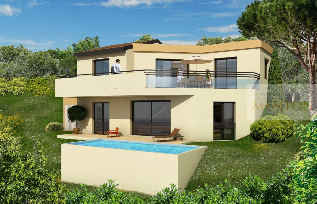 Maison contemporaine, Menton - Gorbio ,  de 5 pièces avec piscine et terrasse norme BBC — Menton